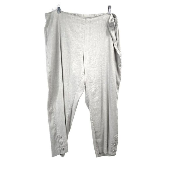 J. Jill Linen-Stretch Button-Hem Ankle Pants Sz XLP Petite gray - Picture 2 of 8